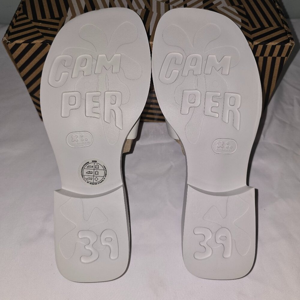 Camper Twins Embroidered White Dana Slide Sandal, Women's Size 8.5, New in Box - Picture 4 of 6
